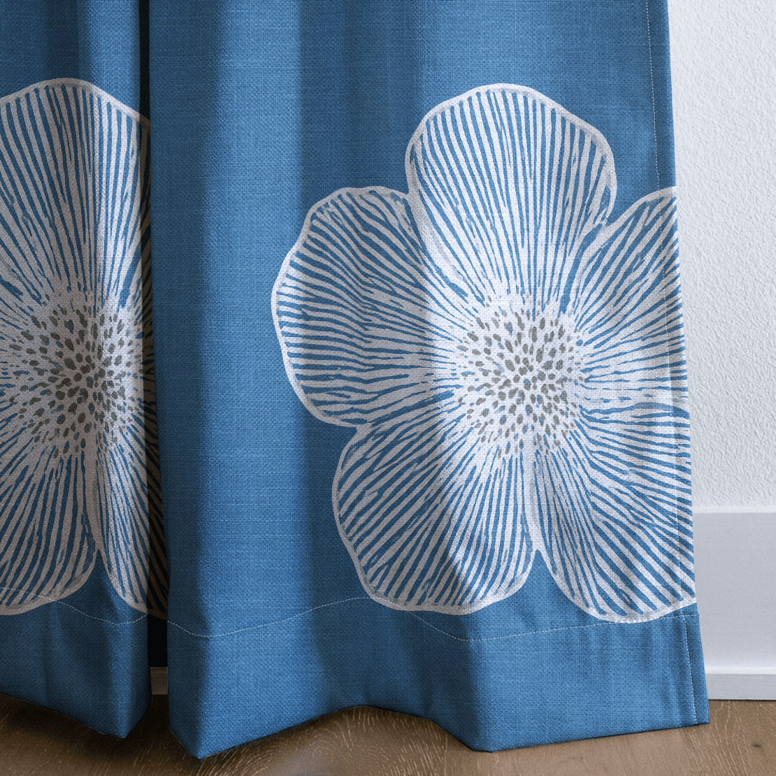 Blue Dresses Steel Blue Flower - Drapery - Lemon Park