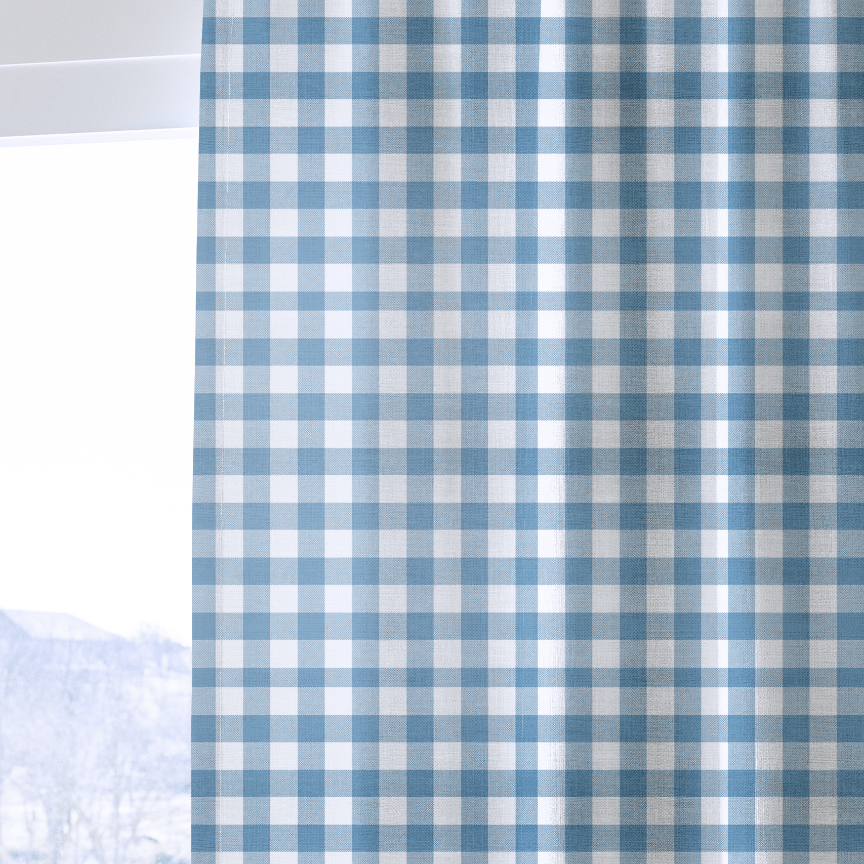 Blue Dresses Steel Blue Gingham - Drapery - Lemon Park