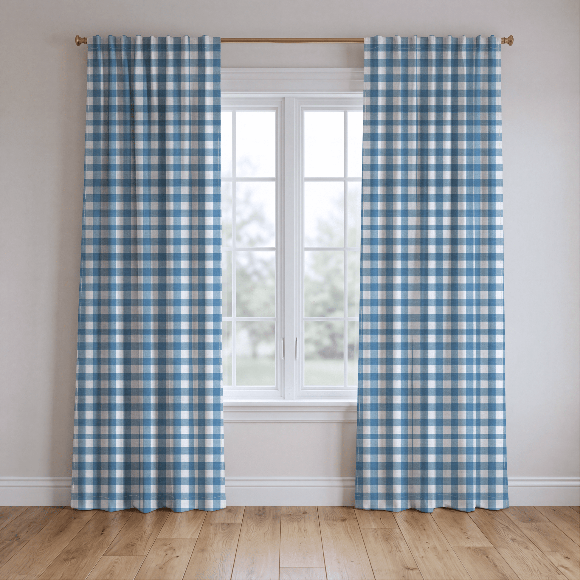 Blue Dresses Steel Blue Gingham - Drapery - Lemon Park