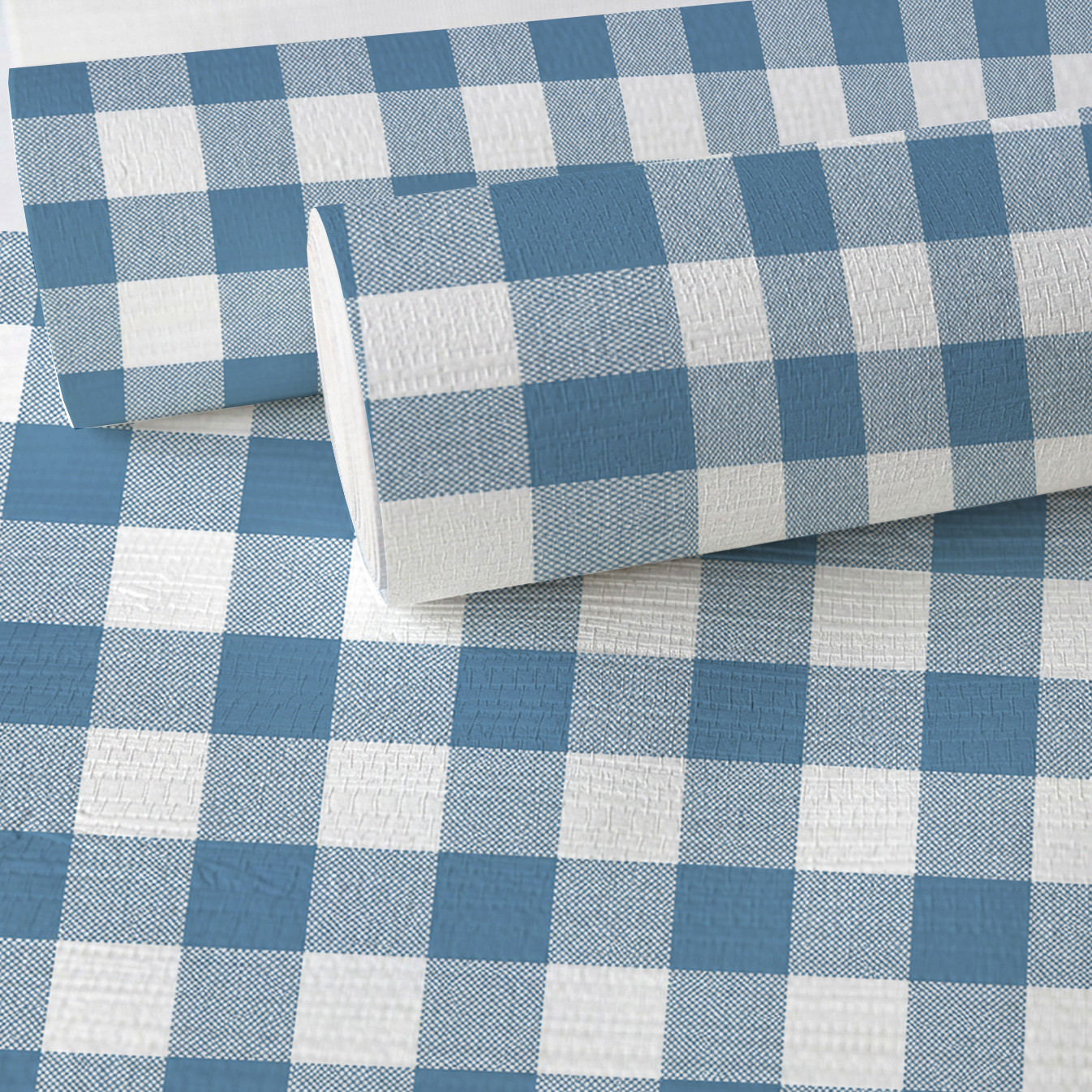 Blue Dresses Steel Blue Gingham Faux Grasscloth Wallpaper