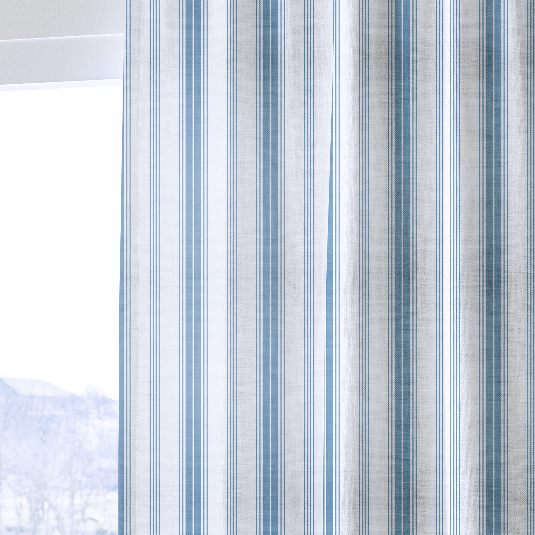 Blue Dresses Steel Blue Stripes - Drapery - Lemon Park