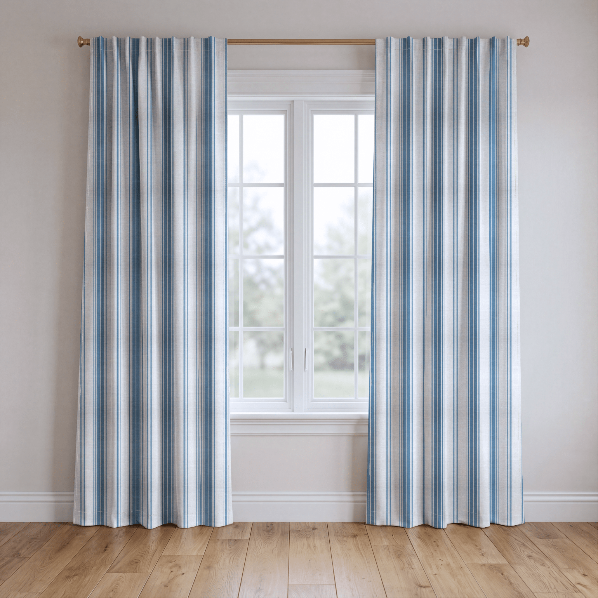 Blue Dresses Steel Blue Stripes - Drapery - Lemon Park