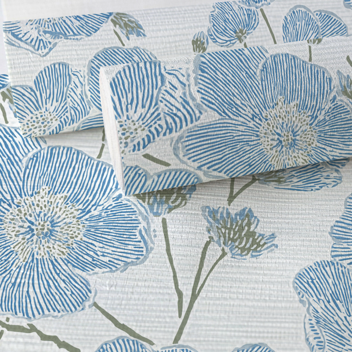 Blue Dresses Faux Grasscloth Wallpaper