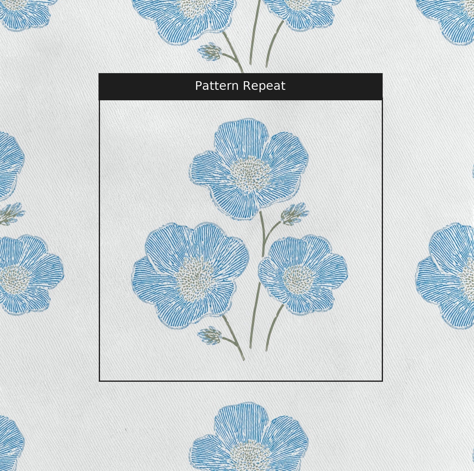 Blue Dresses White Flower - Fabric - Lemon Park