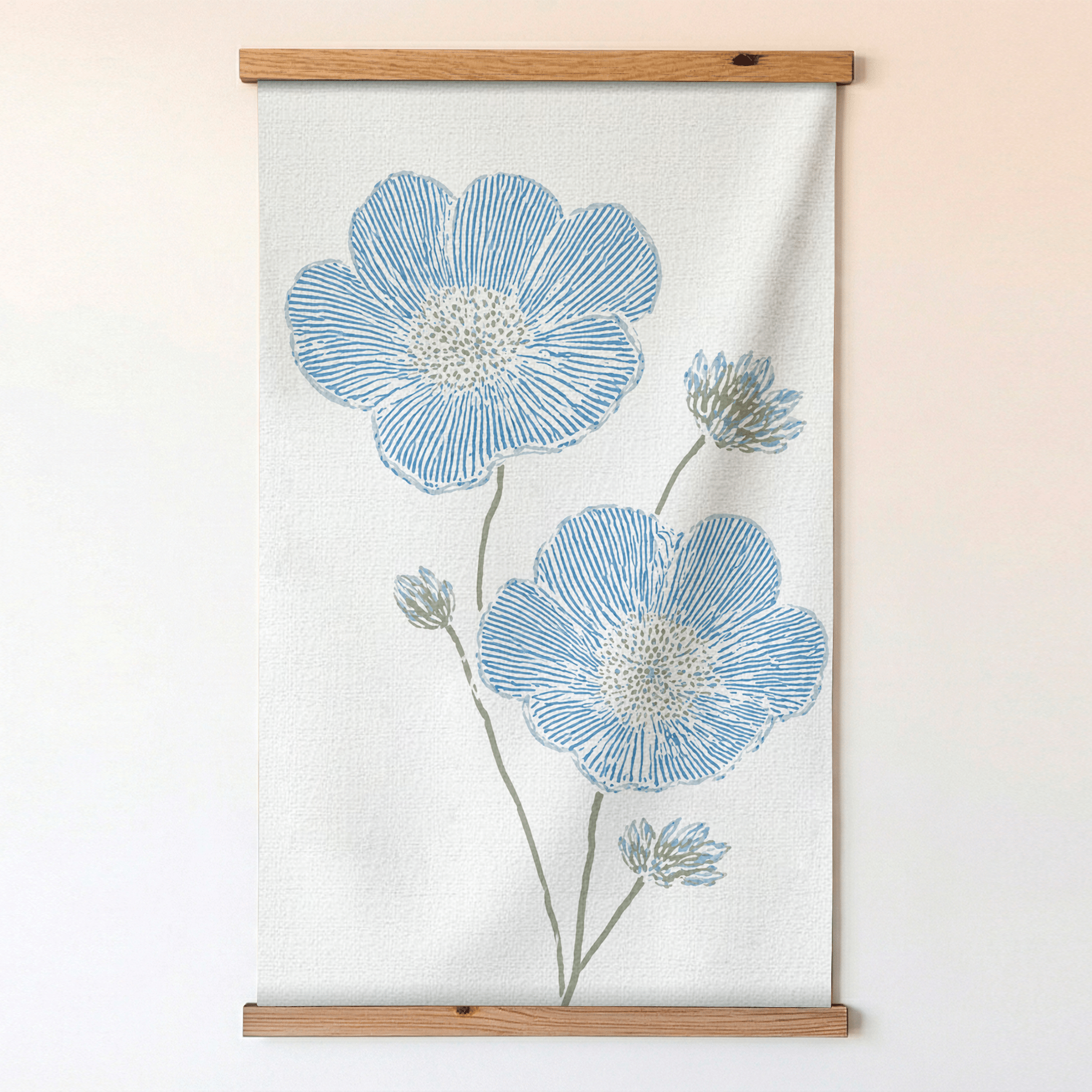 Blue Dresses White Flower Study - Tapestry - Lemon Park
