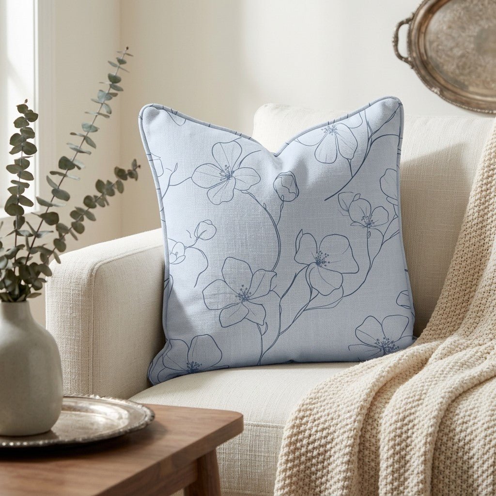 Blue Sketch Throw Pillow - Lemon Park