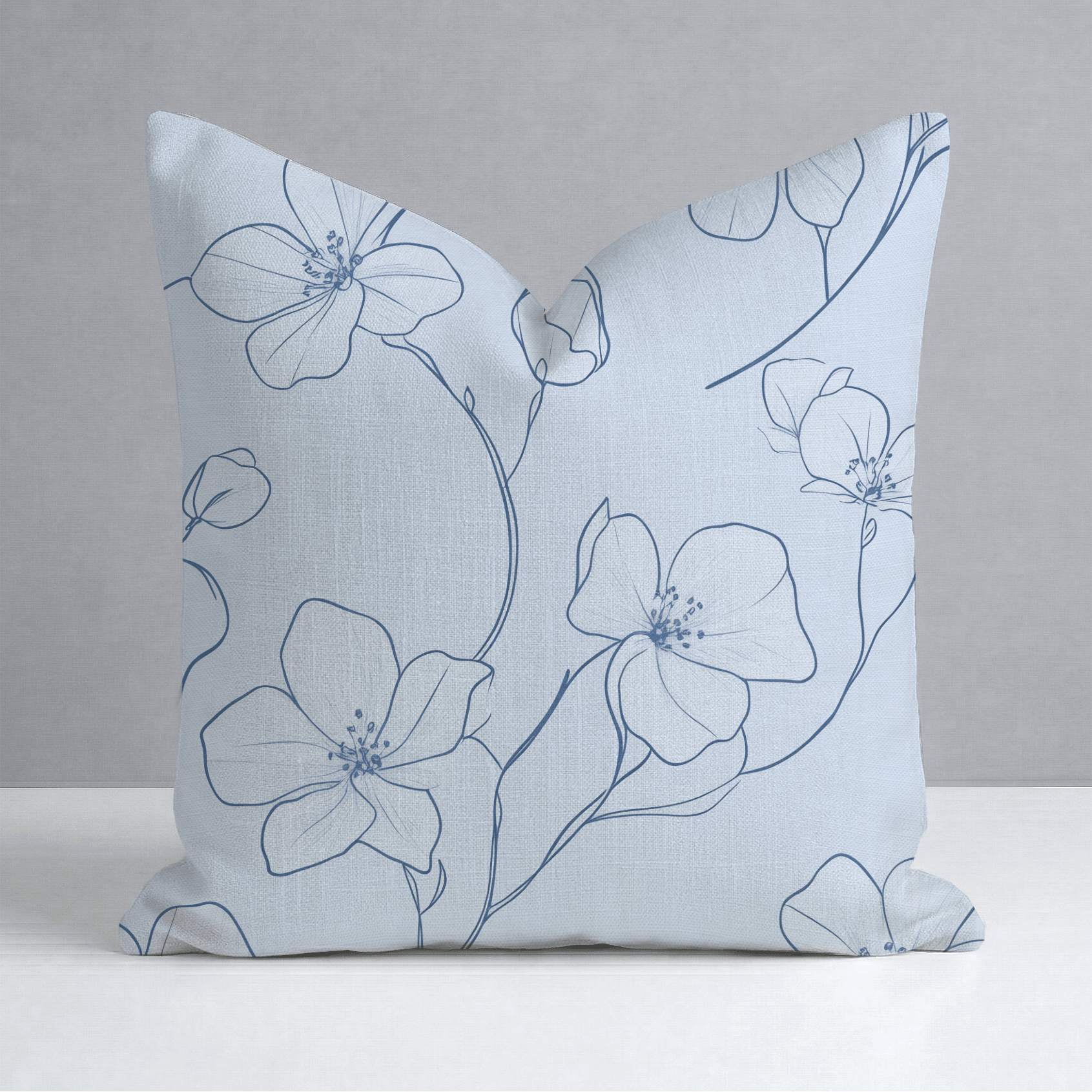 Blue Sketch Throw Pillow - Lemon Park