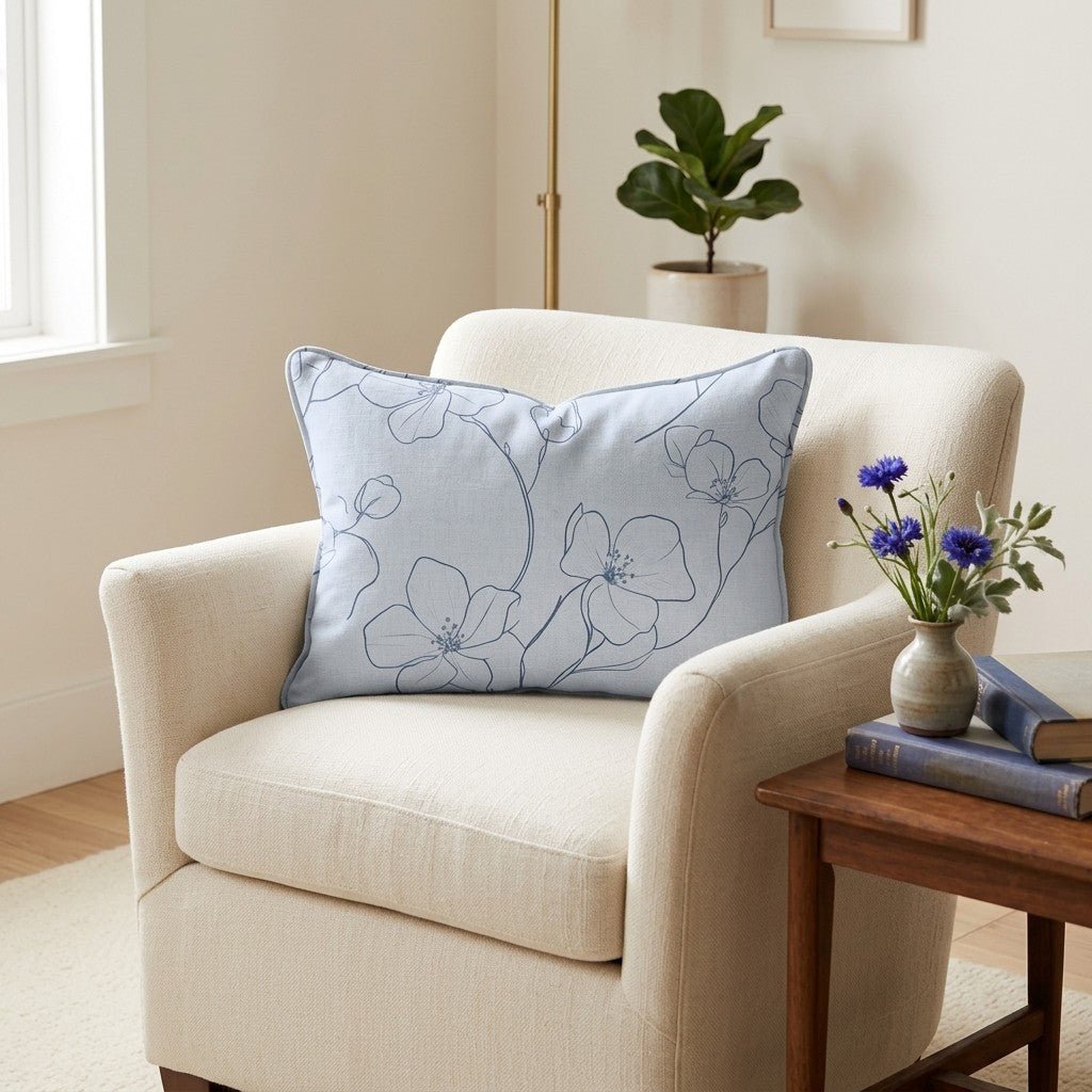 Blue Sketch Throw Pillow - Lemon Park