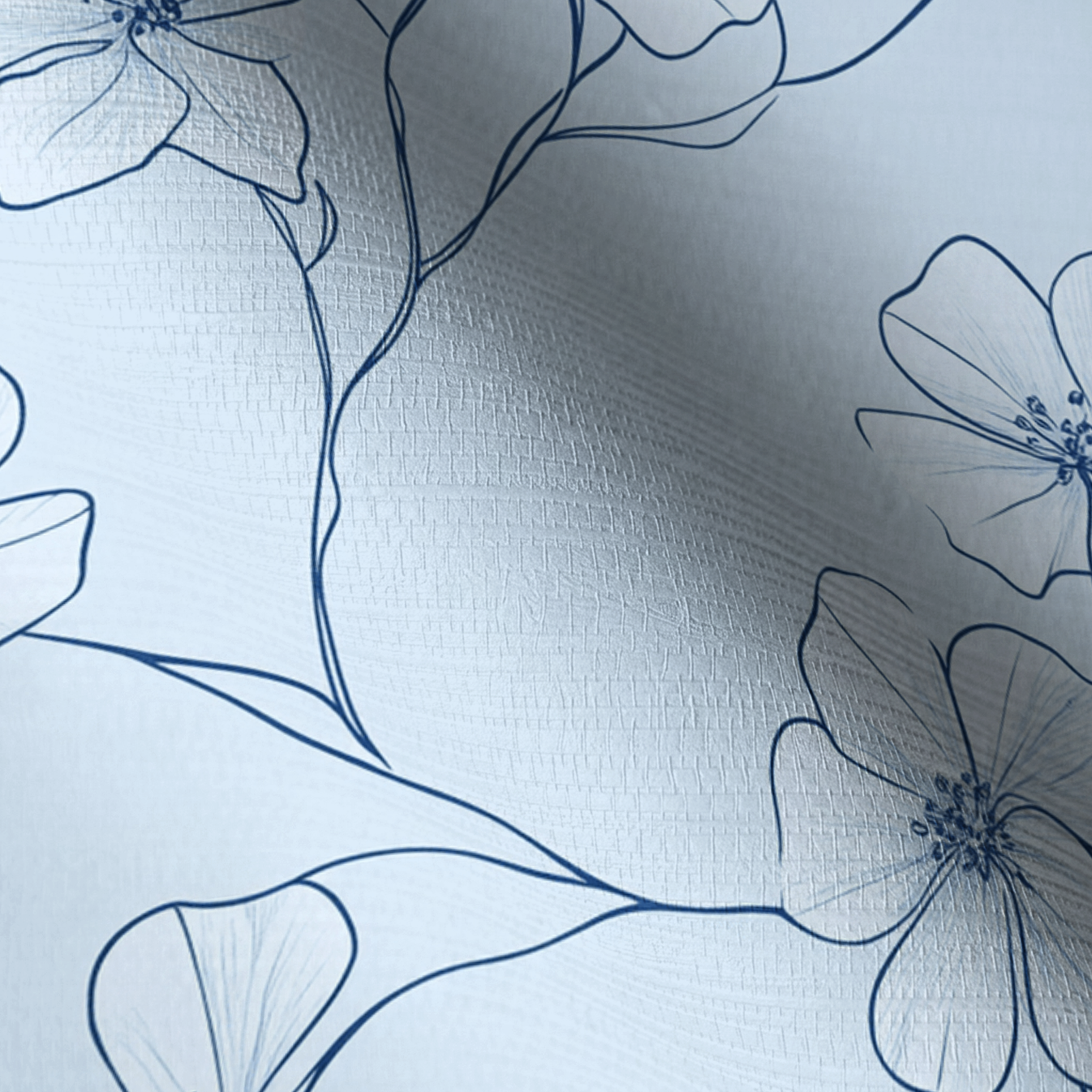 Blue Sketch Faux Grasscloth Wallpaper
