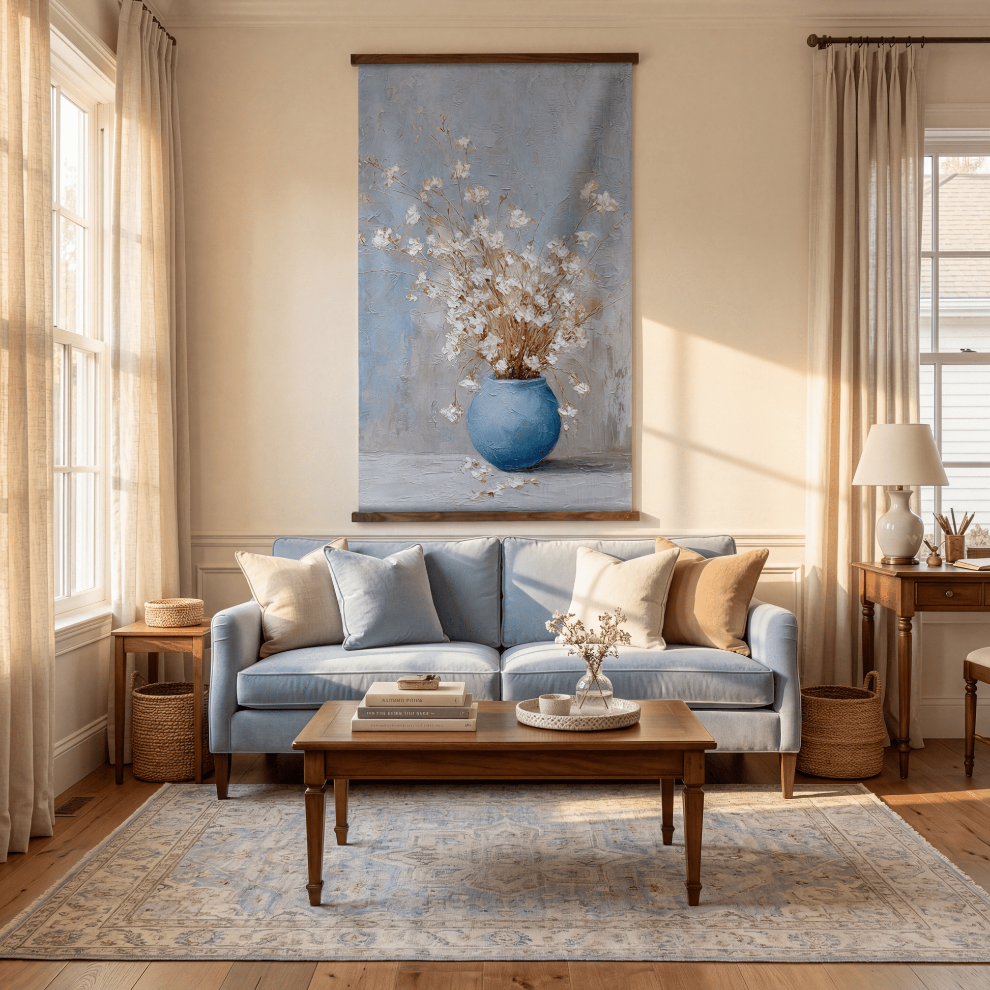 Blue Vase Still Life - Tapestry - Lemon Park