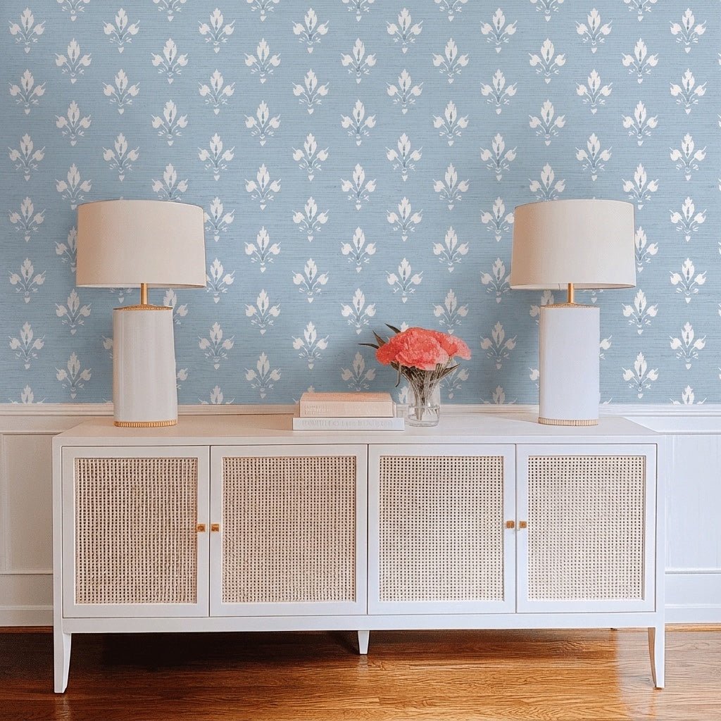 Bluebell Crest Faux Grasscloth Wallpaper - Lemon Park
