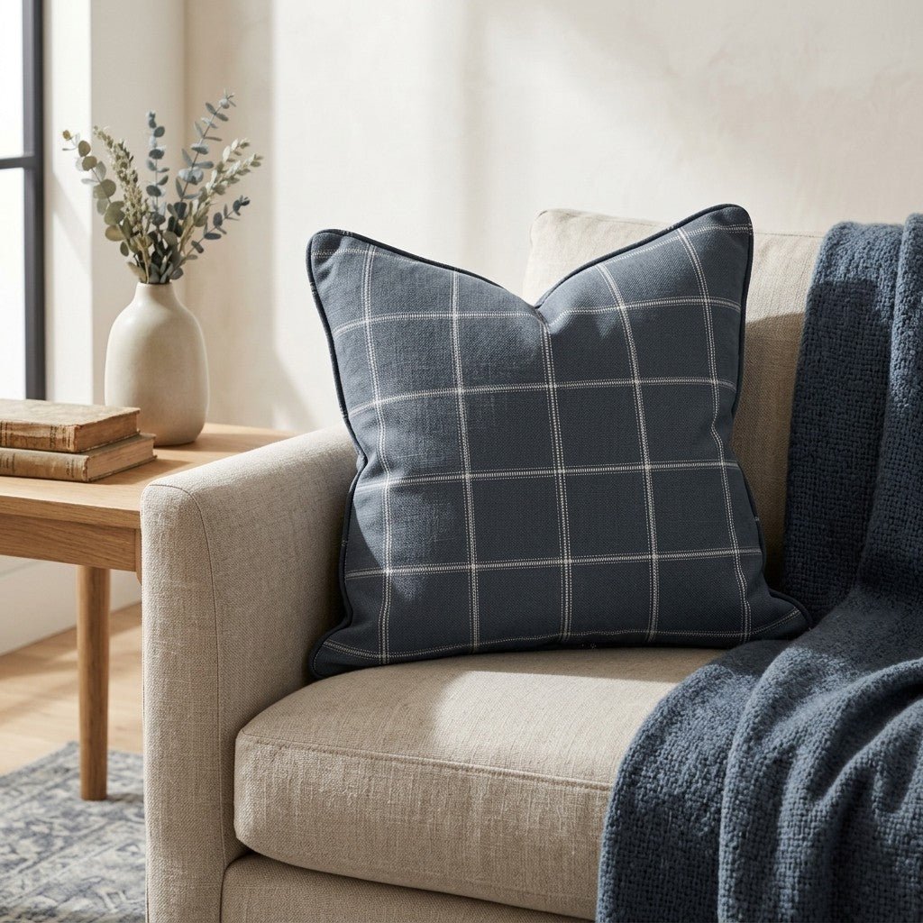 Blueford Check Throw Pillow - Lemon Park