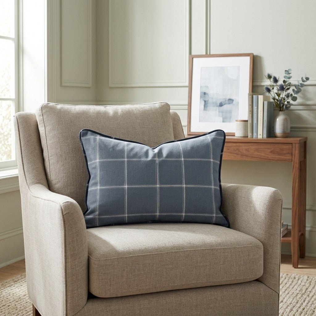 Blueford Check Throw Pillow - Lemon Park