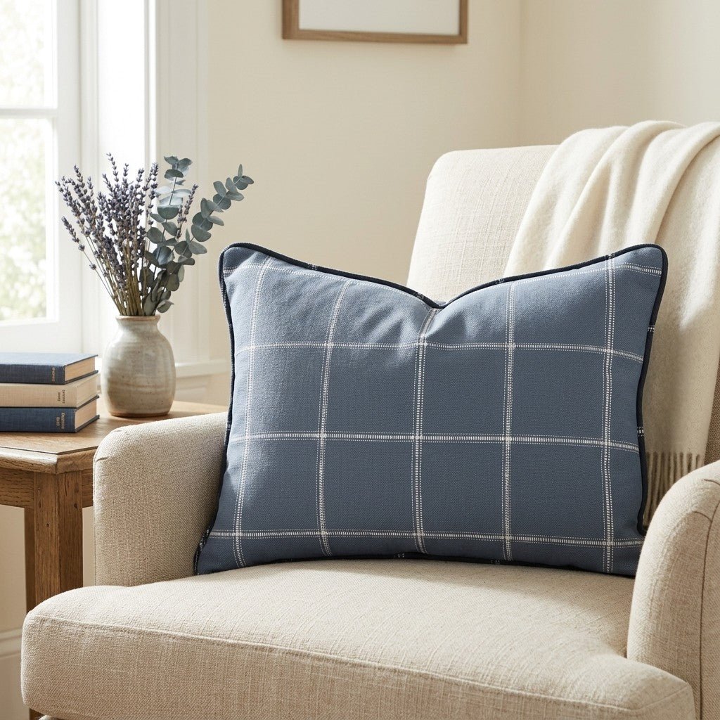 Blueford Check Throw Pillow - Lemon Park