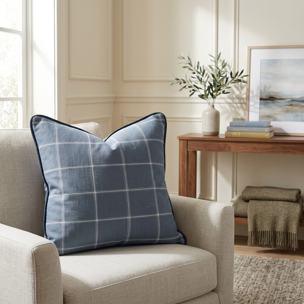 Blueford Check Throw Pillow - Lemon Park