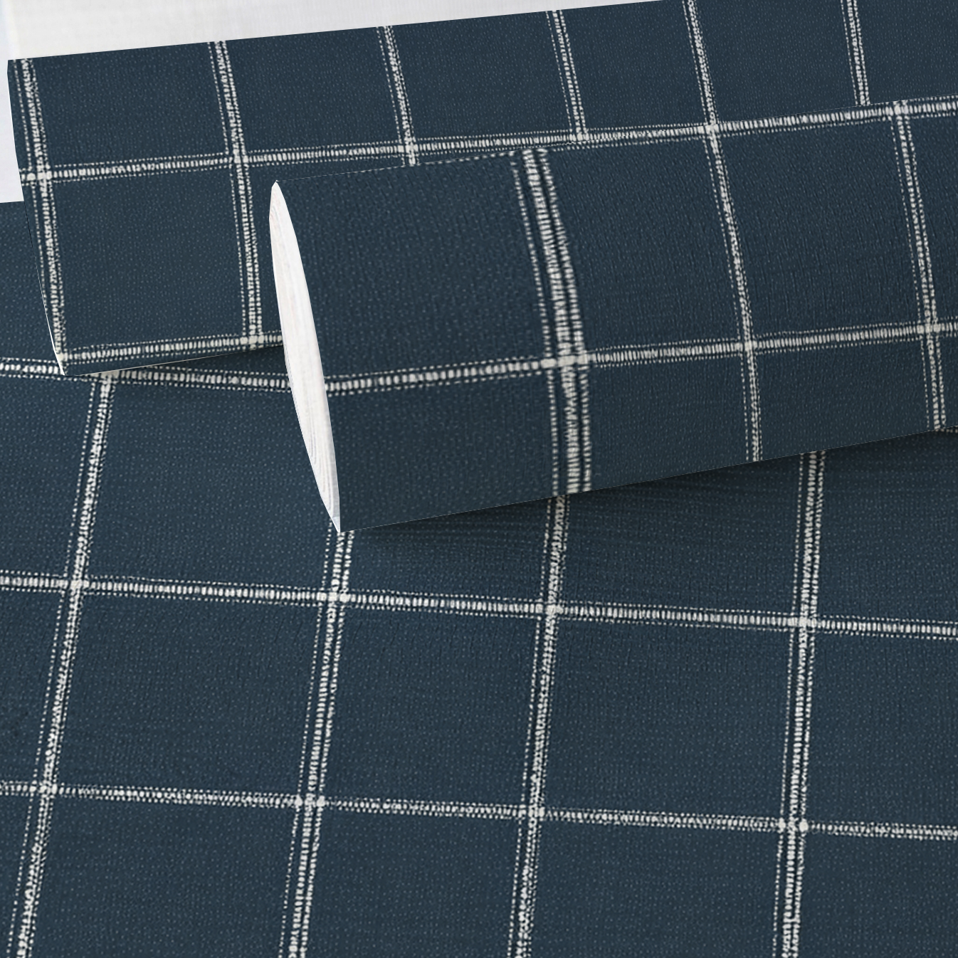 Blueford Check Faux Grasscloth Wallpaper