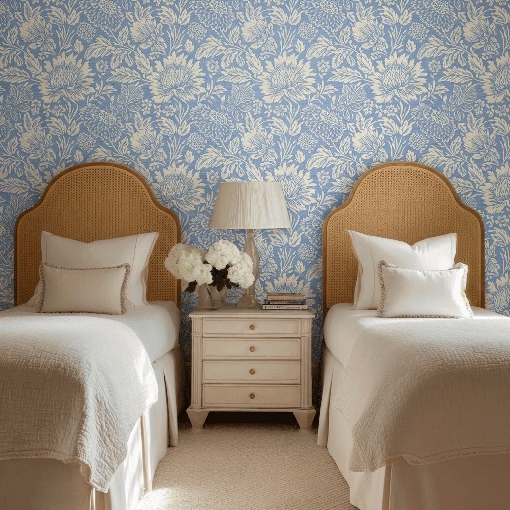 Bluewood Grove Faux Grasscloth Wallpaper - Lemon Park