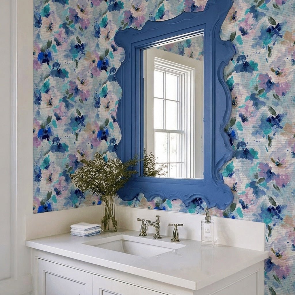 Blurred in Bloom Faux Grasscloth Wallpaper - Lemon Park