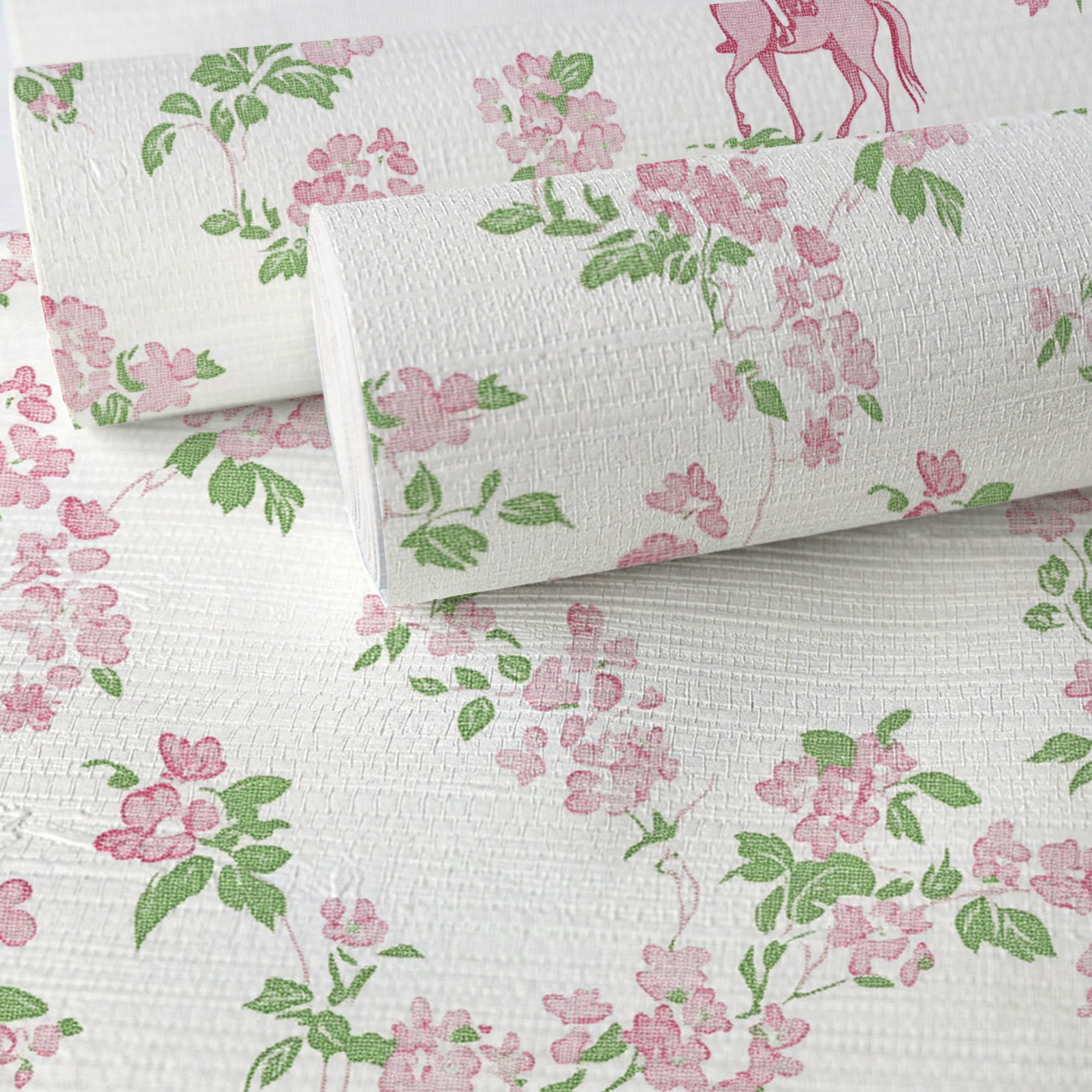 Blush Equestrian Faux Grasscloth Wallpaper