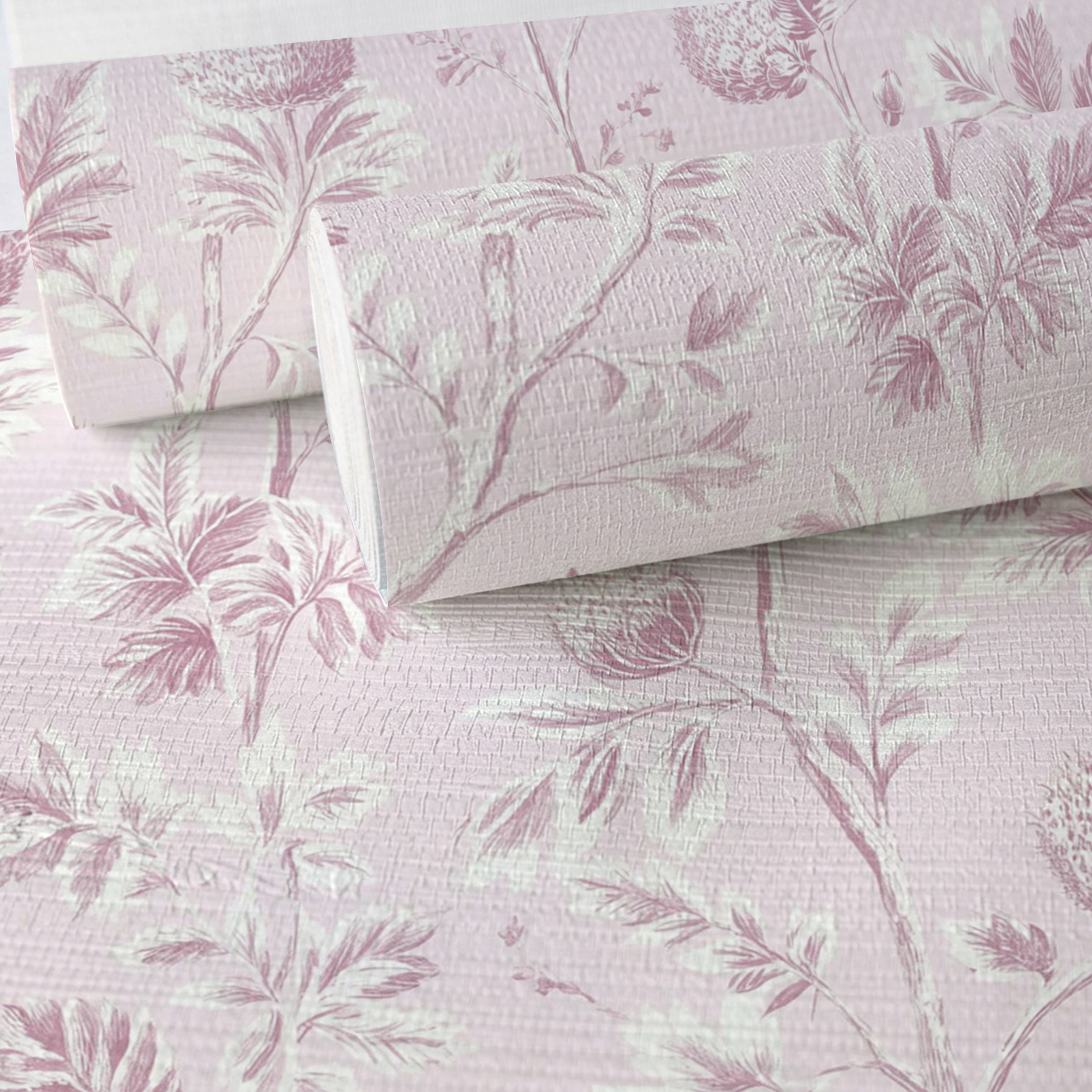 Blush on Blush Faux Grasscloth Wallpaper