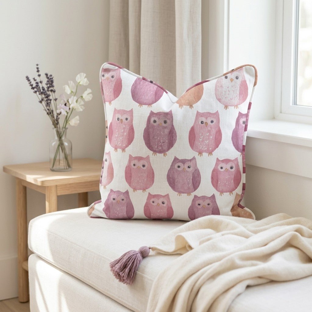 Blush Owls Throw Pillow - Lemon Park
