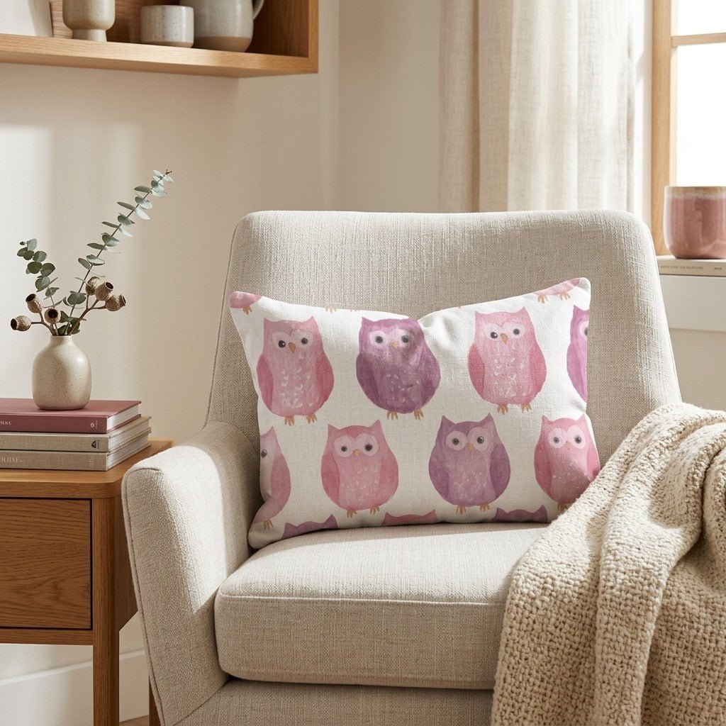 Blush Owls Throw Pillow - Lemon Park