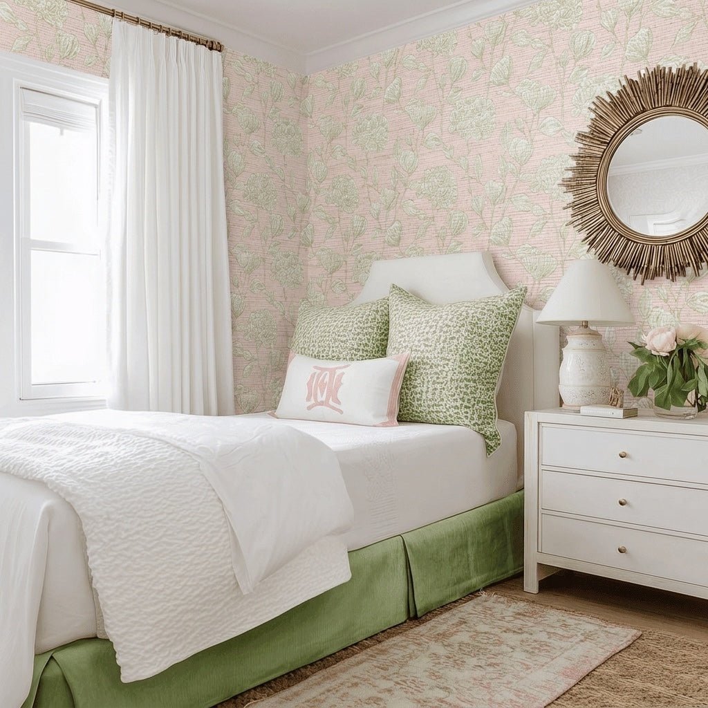 Blush Pink Faux Grasscloth Wallpaper - Lemon Park