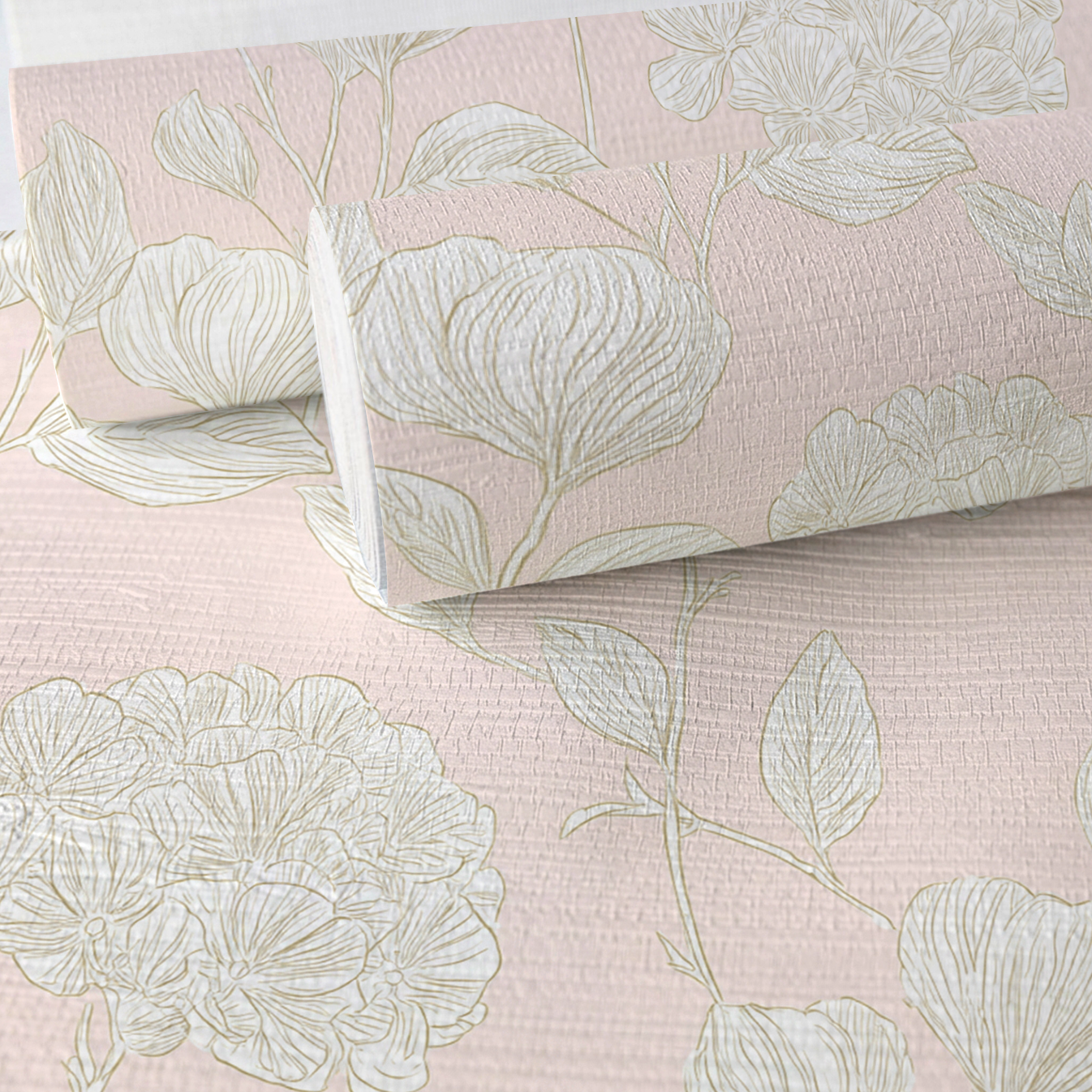 Blush Pink Faux Grasscloth Wallpaper