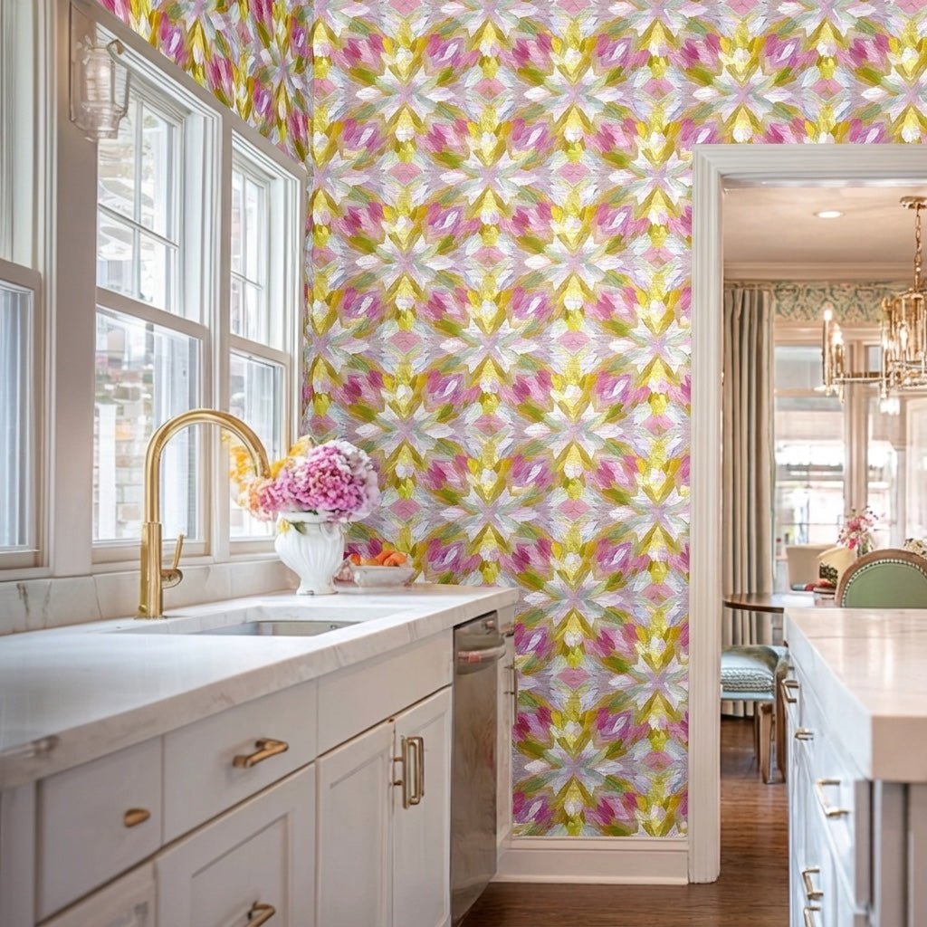 Blushed Mosaic Faux Grasscloth Wallpaper - Lemon Park