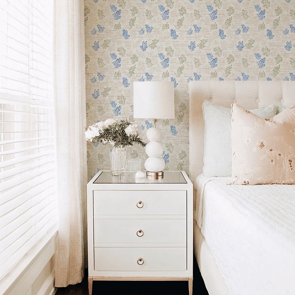 Blushing Botanicals Faux Grasscloth Wallpaper - Lemon Park