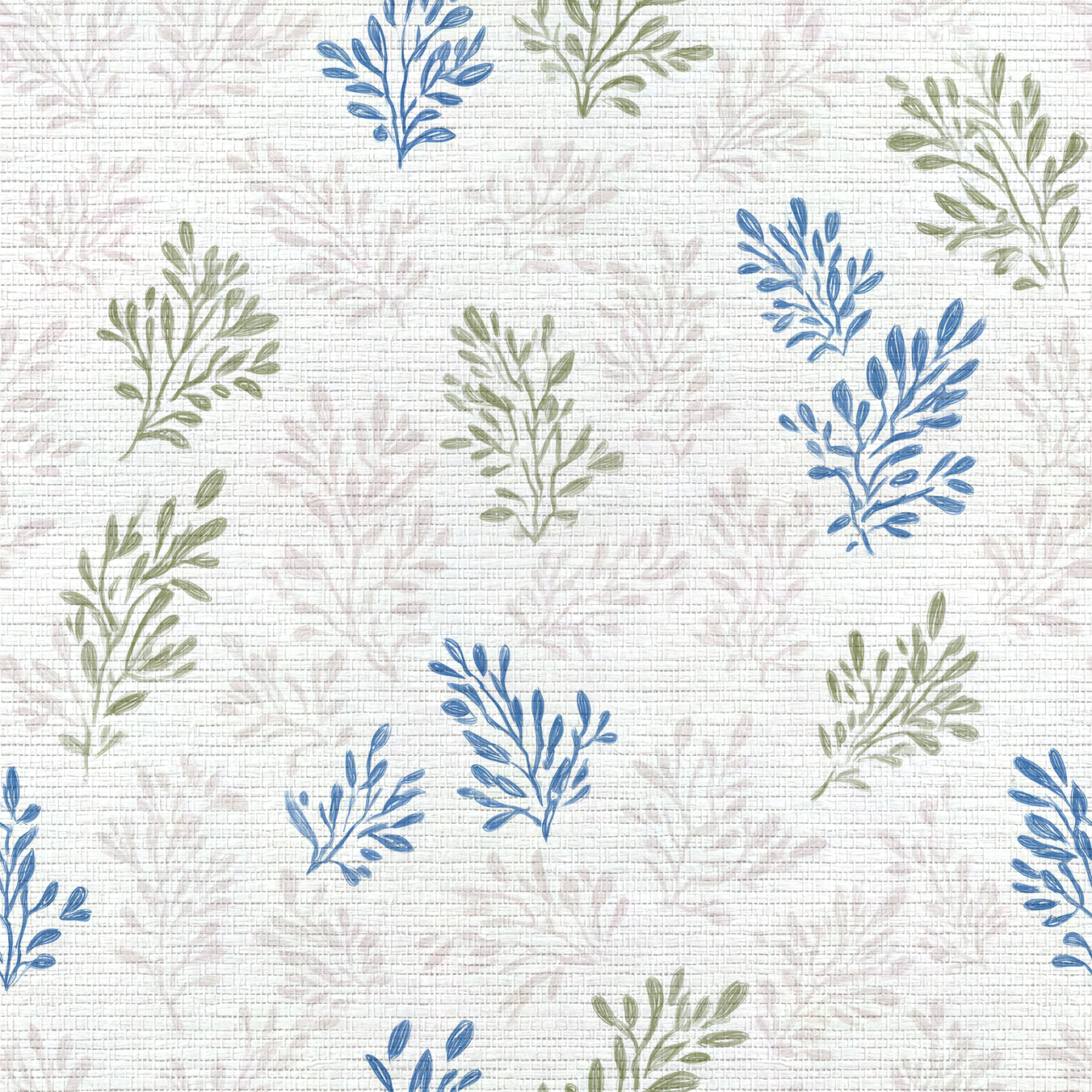 Blushing Botanicals Faux Grasscloth Wallpaper