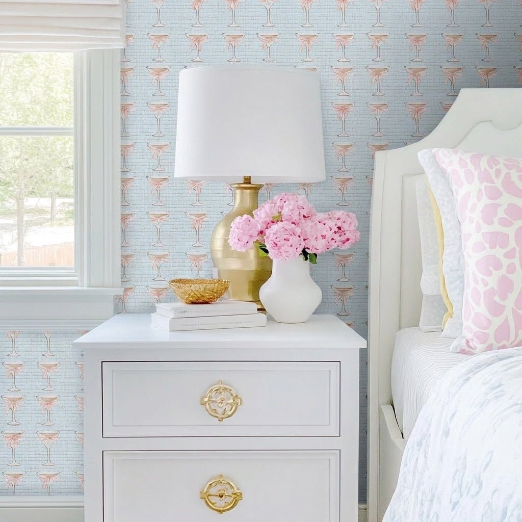 Bow-Tini Faux Grasscloth Wallpaper - Lemon Park