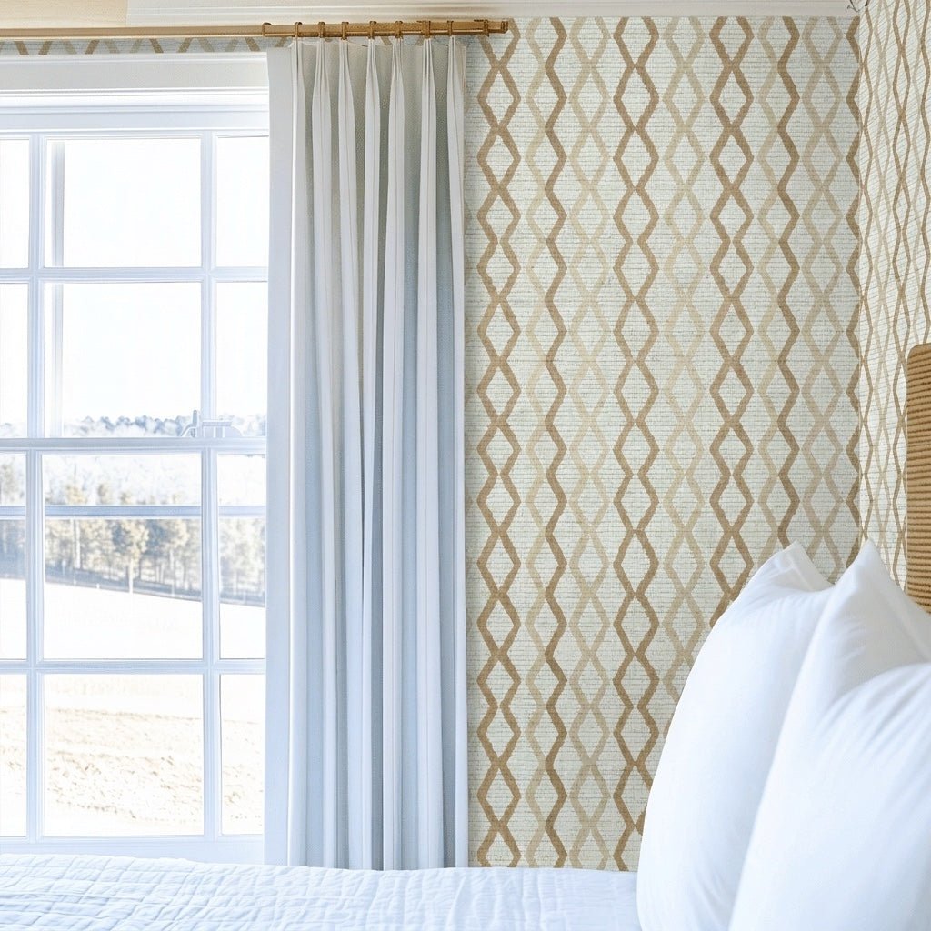 Braemar Trellis Faux Grasscloth Wallpaper - Lemon Park