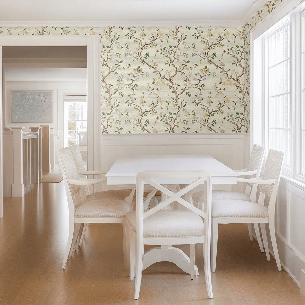 Branch Out Faux Grasscloth Wallpaper - Lemon Park