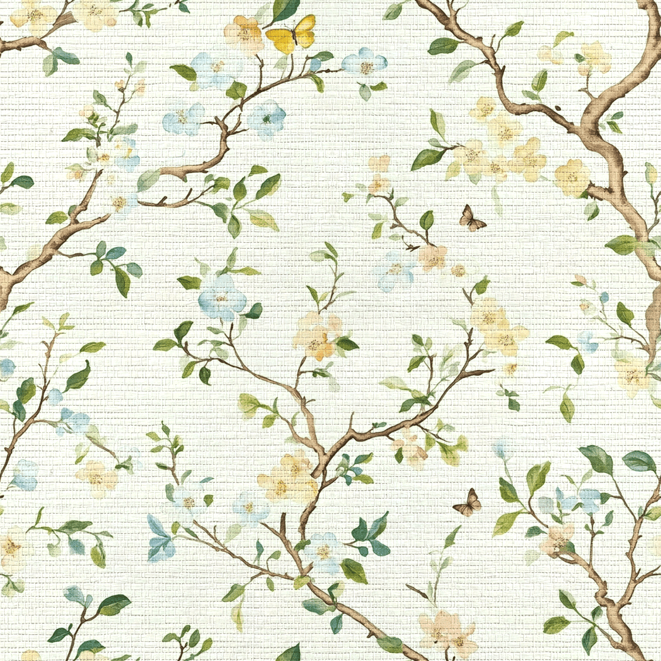 Branch Out Faux Grasscloth Wallpaper - Lemon Park