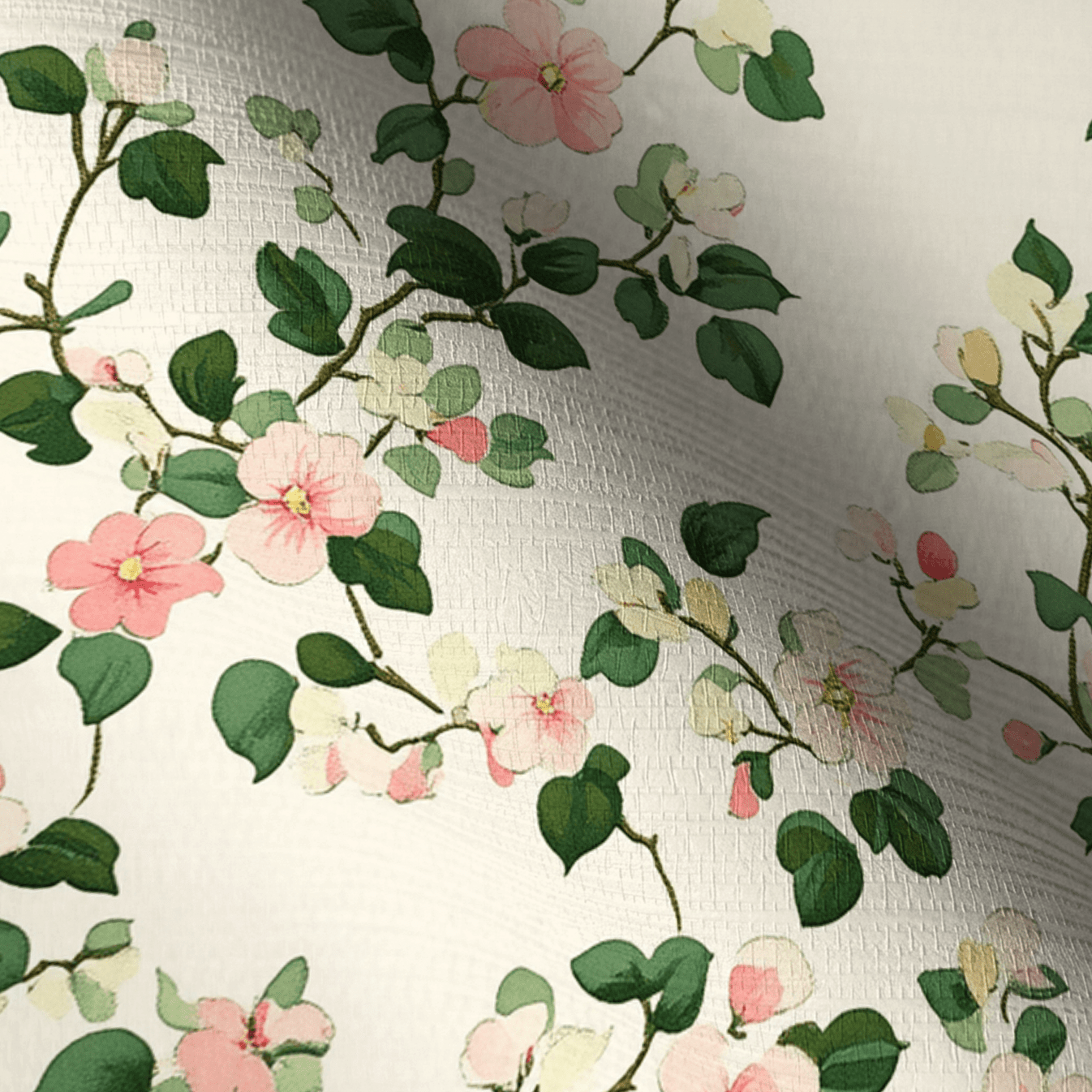 Brand New Blooms Faux Grasscloth Wallpaper - Lemon Park