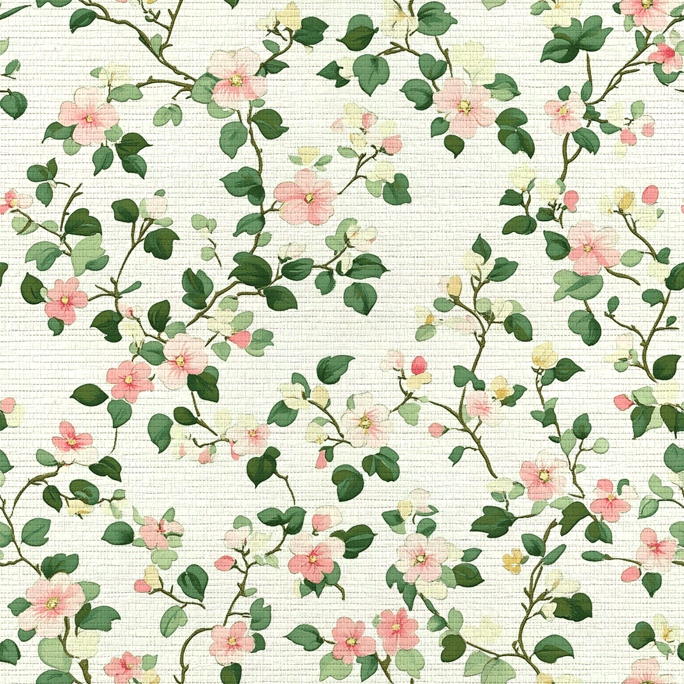 Brand New Blooms Faux Grasscloth Wallpaper