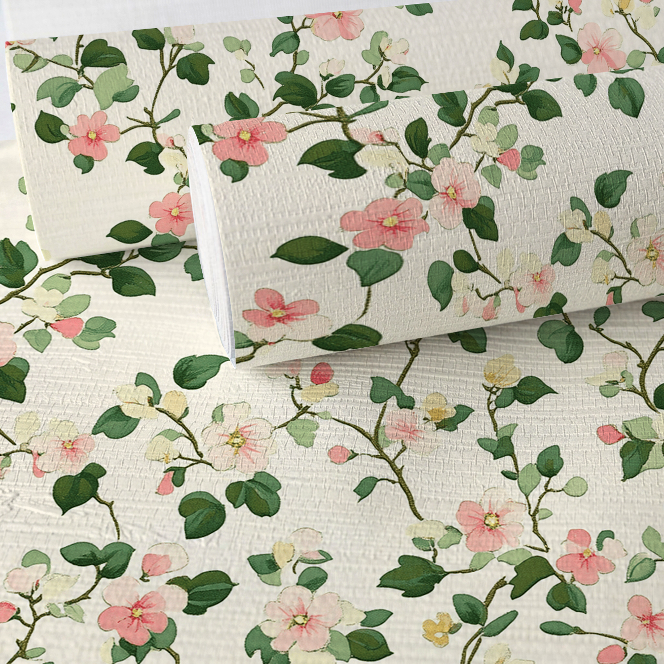 Brand New Blooms Faux Grasscloth Wallpaper