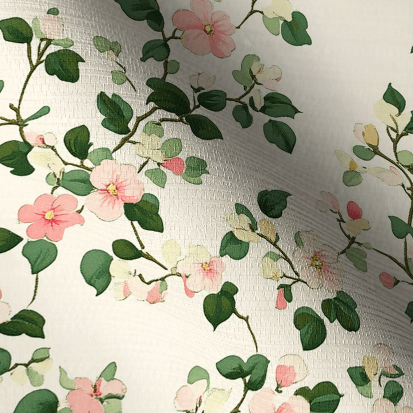 Brand New Blooms Faux Grasscloth Wallpaper