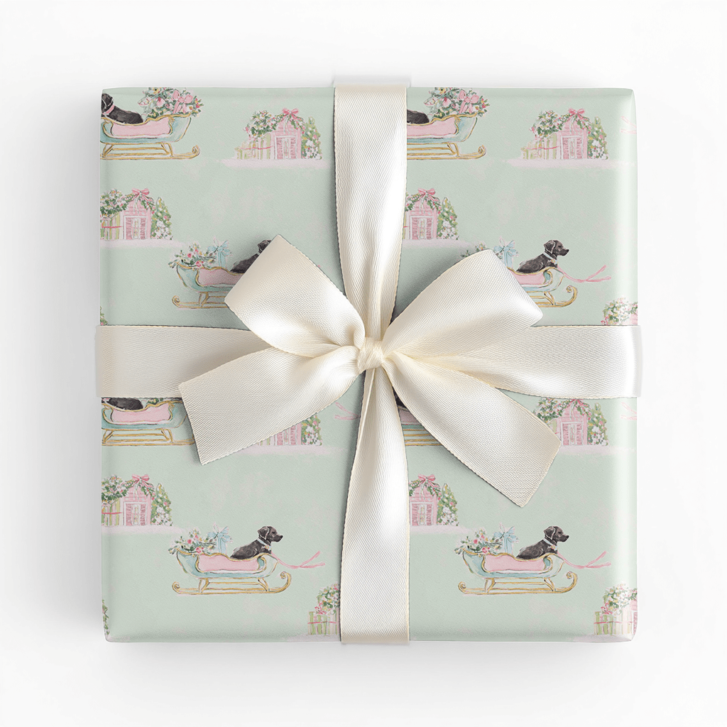 Brown Dog Sleigh - Wrapping Paper - Lemon Park