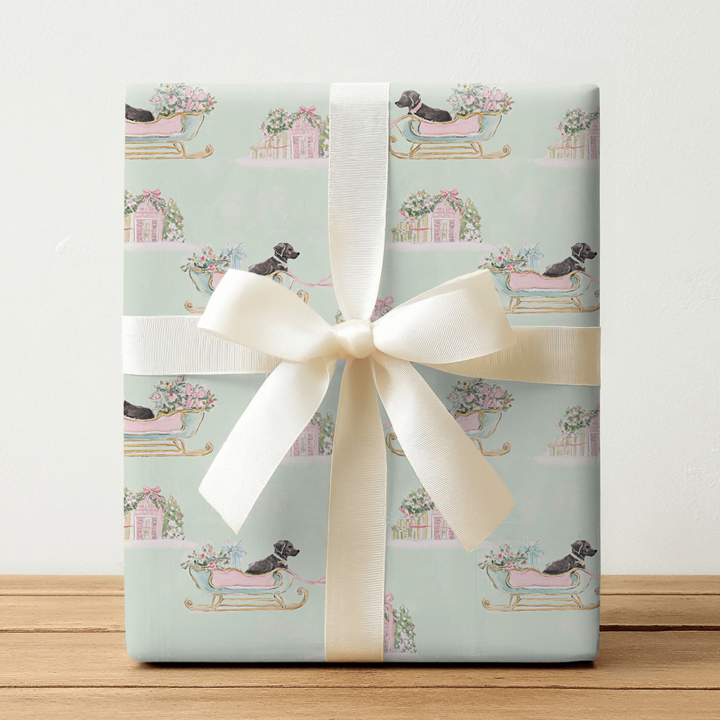 Brown Dog Sleigh - Wrapping Paper - Lemon Park