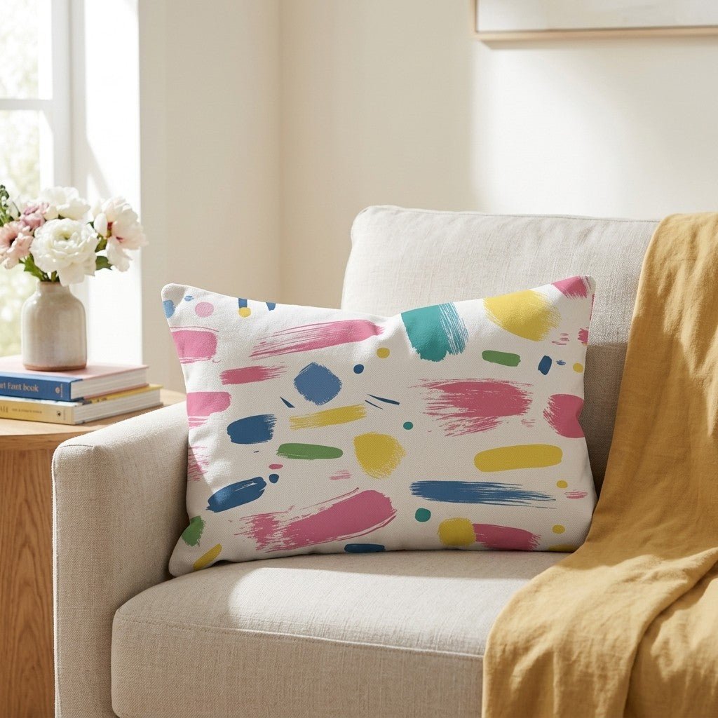 Brushstroke Bliss Throw Pillow - Lemon Park