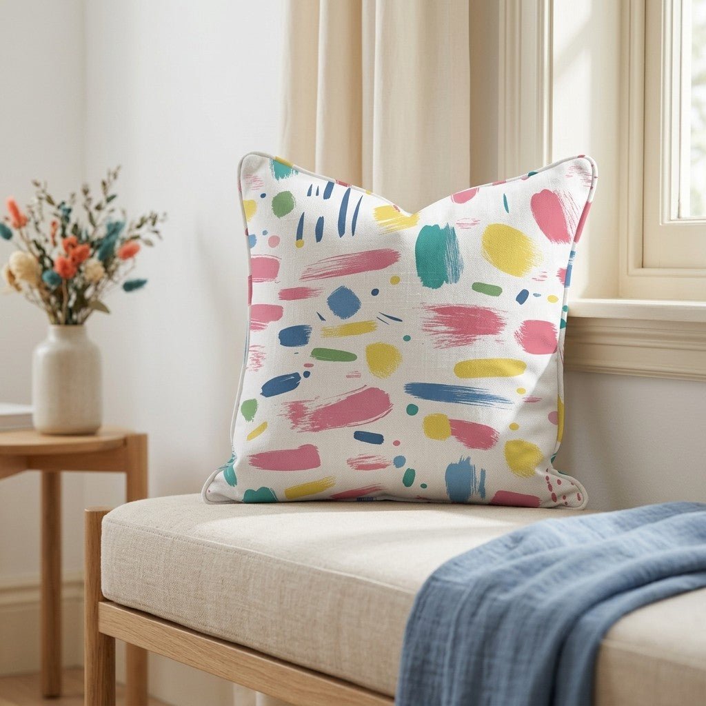 Brushstroke Bliss Throw Pillow - Lemon Park