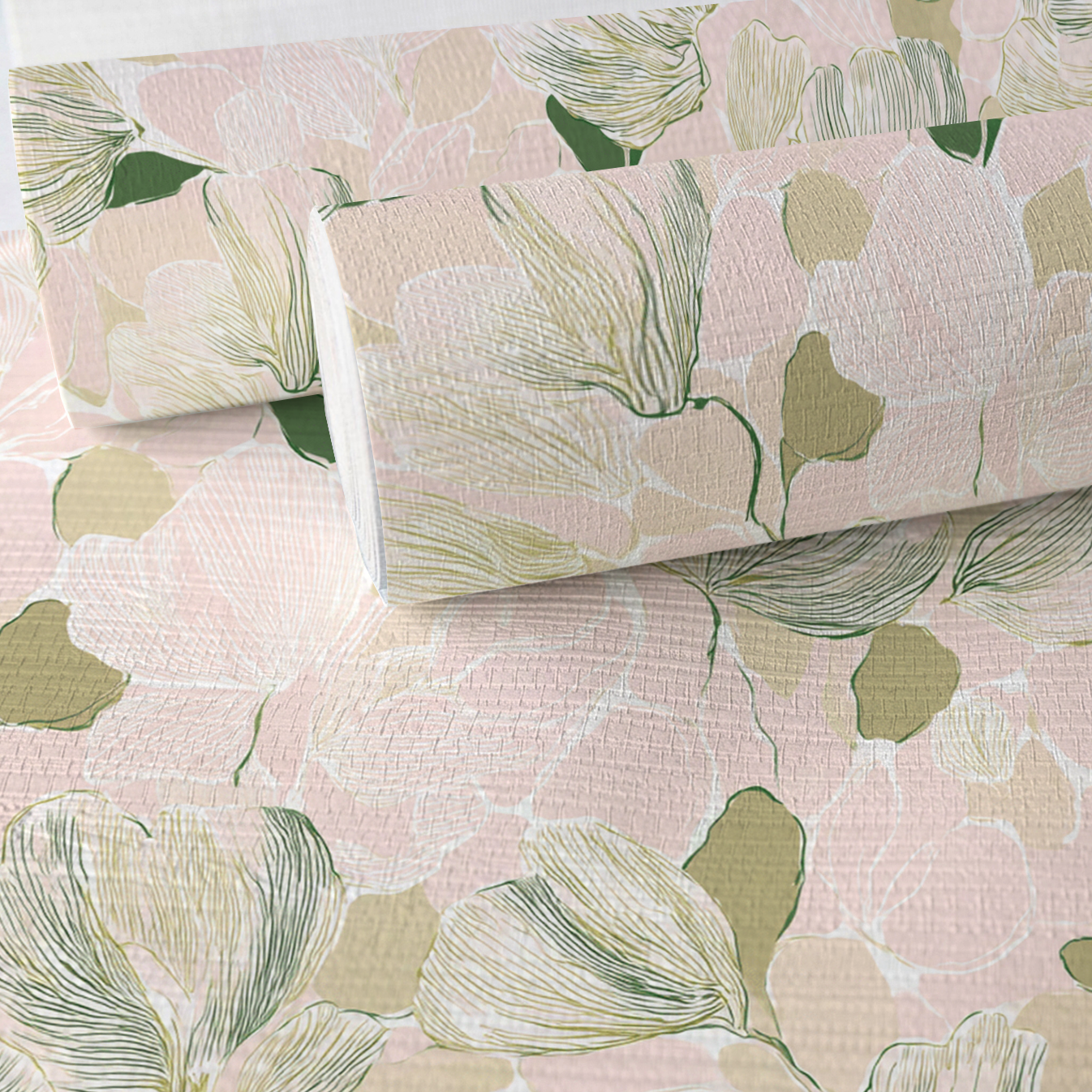 Bubblegum Matcha Faux Grasscloth Wallpaper