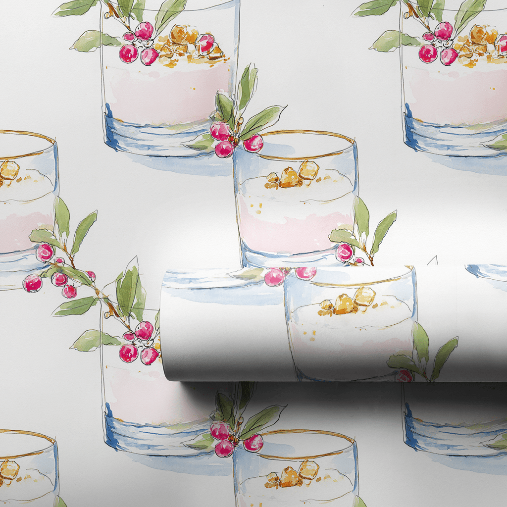Bubbly Under the Mistletoe - Wrapping Paper - Lemon Park