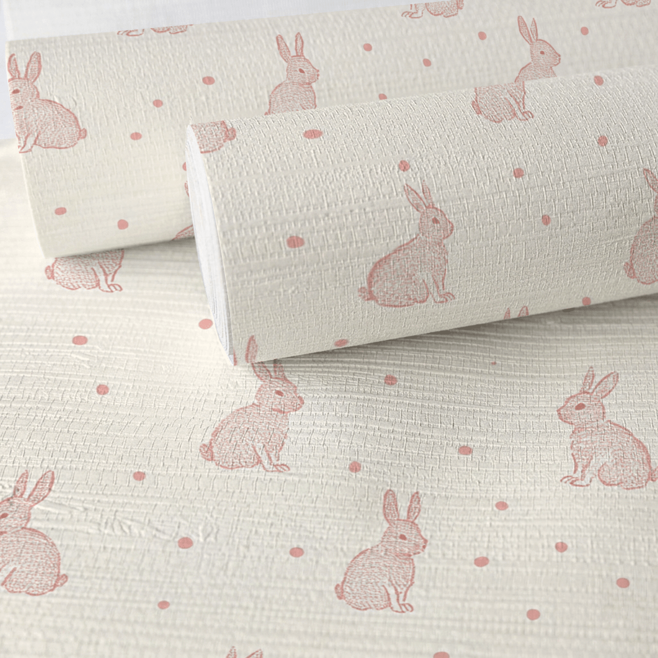 Bunny Ballet Faux Grasscloth Wallpaper - Lemon Park