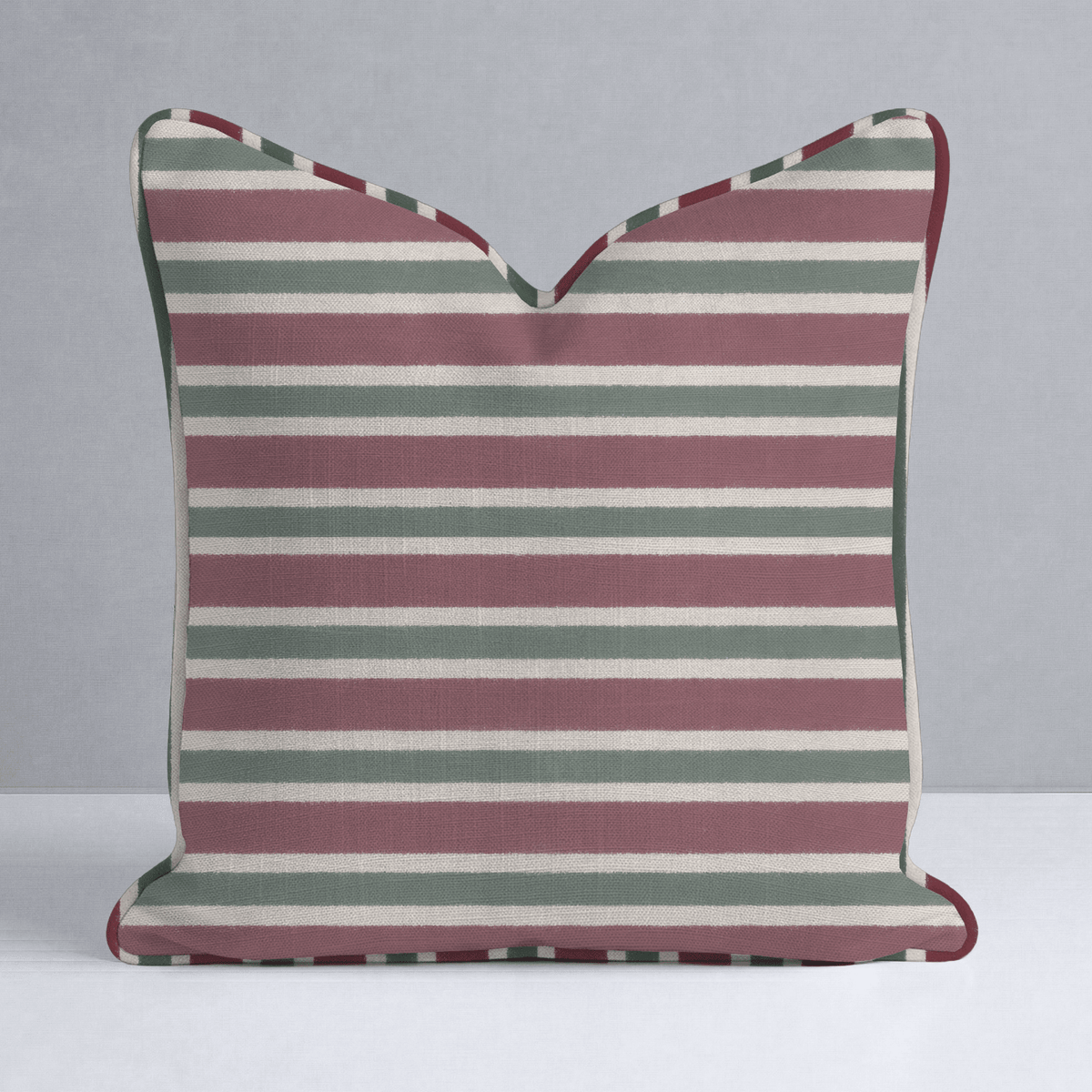 Burgundy & Pine Stripe Throw Pillow - Lemon Park