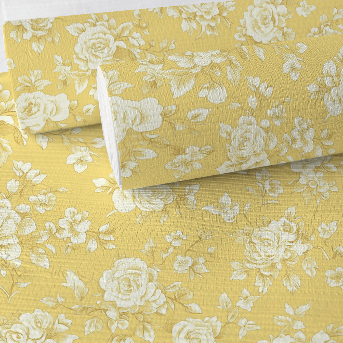 Buttercream Rose Faux Grasscloth Wallpaper - Lemon Park