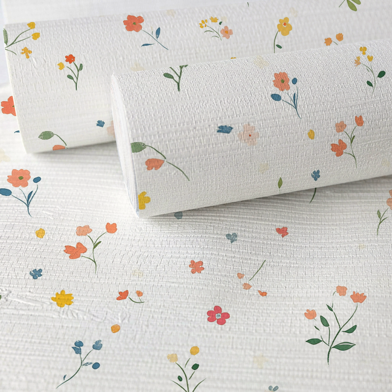 Buttercup Blooms Faux Grasscloth Wallpaper