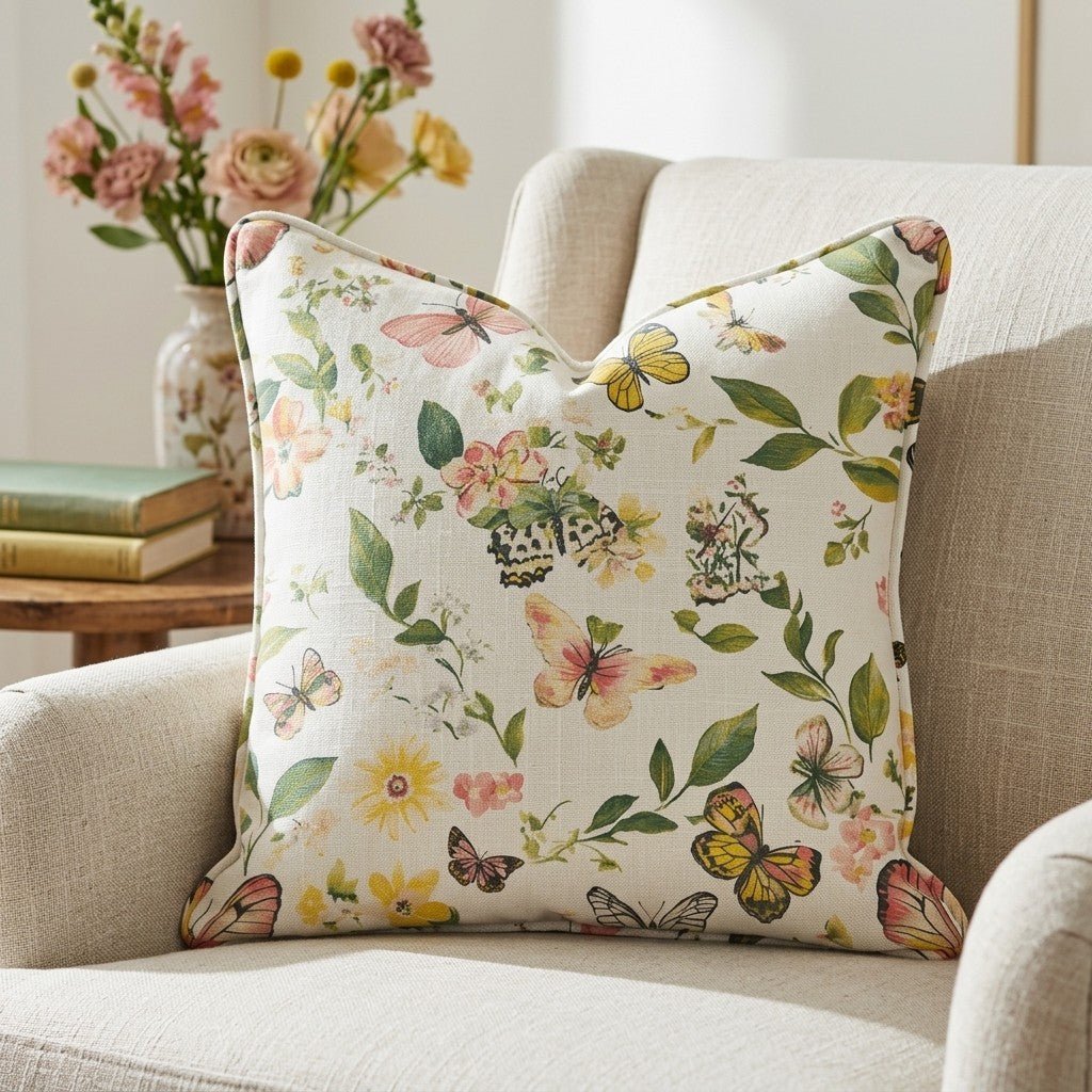 Butterfly Meadow Throw Pillow - Lemon Park